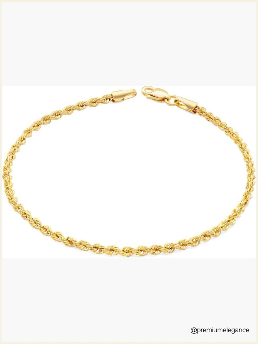 Solid 10K Gold Quint Rope Bracelet 2.1mm